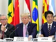 Thủ tướng Nhật Bản Shinzo Abe, Tổng thống Mỹ Donald Trump và Chủ tịch Ủy ban châu Âu Jean-Claude Juncker tại Hội nghị thượng đỉnh G20 diễn ra ngày 28/6 tại Osaka (Nhật Bản)
