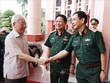 Tổng Bí thư, Chủ tịch nước Nguyễn Phú Trọng, Bí thư Quân ủy Trung ương với các đồng chí lãnh đạo Bộ Quốc phòng. Ảnh: Trí Dũng/TTXVN