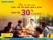 Nam A Bank hoàn tiền 30% cho chủ thẻ tín dụng