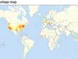 Những khu vực bị ảnh hưởng bởi sự cố của Twitter. Nguồn: DownDetector