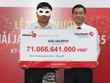 Khách hàng trúng số 71 tỷ đồng quê ở Quảng Ngãi. Ảnh: Vietlott.