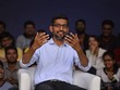 Sundar Pichai tại buổi nói chuyện hôm qua. Ảnh: AFP