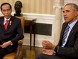 Tổng thống Indonesia Joko Widodo (trái) và Tổng thống Mỹ Barack Obama trong cuộc gặp gỡ ngày 26/10