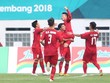 Các cầu thủ Việt Nam trong trận ra quân tại Asiad 2018. Ảnh: Lâm Thỏa.