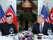 Trump (phải) và Kim Jong-un tại hội nghị thượng đỉnh lần hai ở Hà Nội cuối tháng hai. Ảnh: KCNA.