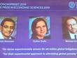 3 chủ nhân của giải thưởng Nobel Kinh tế 2019 .