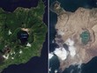 Hòn đảo chuyển màu sau khi núi lửa phun trào