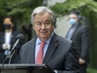 Tổng Thư ký Liên hợp quốc Antonio Guterres phát biểu tại buổi lễ. (Ảnh: Hữu Thanh/TTXVN).