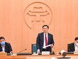 Bí thư Thành ủy Hà Nội Vương Đình Huệ chỉ đạo triển khai các biện pháp cấp bách đối phó với diễn biến mới của dịch COVID-19. (Ảnh: Vietnam+).