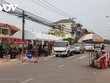 Một chốt kiểm tra người ra vào thủ đô Vientiane để phòng chống dịch.