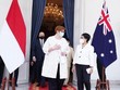 Ngoại trưởng Australia, Marise Payne (trái) và người đồng cấp Indonesia Retno Marsudi trong đối thoại 2+2 tại Jakarta, tháng 9/2021. Nguồn: Bộ Ngoại giao Indonesia.