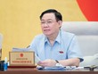 Chủ tịch Quốc hội Vương Đình Huệ phát biểu tại phiên thảo luận.