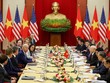 Tổng Bí thư Nguyễn Phú Trọng hội đàm với Tổng thống Hoa Kỳ Joe Biden. (Ảnh: Đức Thanh).