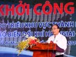 Thủ tướng Nguyễn Xuân Phúc phát biểu tại lễ khởi côngDự án Giải quyết ngập do triều khu vực TPHCM có xét đến yếu tố biến đổi khí hậu (giai đoạn I). Ảnh: VGP/Quang Hiếu