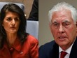 Đại sứ Mỹ tại Liên Hợp Quốc Nikki Haley (trái) và Ngoại trưởng Mỹ Rex Tillerson. Ảnh:Reuters.