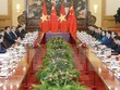 Chủ tịch nước Trần Đại Quang hội đàm với Tổng Bí thư, Chủ tịch Trung Quốc Tập Cận Bình. (Ảnh: Nhan Sáng/TTXVN)