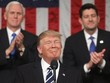 Ông Donald Trump phát biểu trước lưỡng viện quốc hội Mỹ ngày 28/2. Ảnh:AFP.
