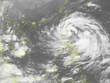 Ảnh mây vệ tinh bão Khanun lúc 21h ngày 12/10. Nguồn:Trung tâm dự báo khí tượng thuỷ văn Trung ương.