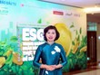 TS. Nguyễn Thị Thu Hà, Giám đốc Trường Đào tạo cán bộ Agribank, Phó trưởng ban Chỉ đạo ESG Agribank trao đổi với báo chí bên lề Hội thảo. Ảnh: Đức Thanh