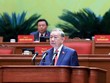 Tổng Bí thư Tô Lâm trình bày báo cáo về các văn kiện tại Đại hội XIV - Ảnh TTXVN .