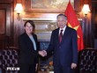 Tổng Bí thư, Chủ tịch nước Tô Lâm tiếp bà Sarah A. Soule, Hiệu trưởng Trường kinh doanh Stanford, thuộc Đại học Stanford. (Ảnh: Thống Nhất/TTXVN)