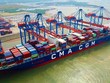 Toàn cảnh chuyến tàu thương mại đầu tiên của hãng tàu CMA – CGM tại Cảng Gemalink (Ảnh: Lê Toàn)