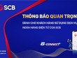 SCB thông báo chuyển đổi dữ liệu ngân hàng điện tử