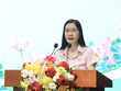 Bà Nguyễn Thị Hằng, Tổng giám đốc Ngân hàng Chính sách Xã hội phát biểu tại Hội nghị