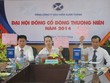 Đoàn Chủ tịch (Từ trái qua phải: Ông Đoàn Nguyên Ngọc - PCT HĐQT - Phó Tổng giám đốc, Bà Nguyễn Thị Vui - CT HĐQT, Ông Nguyễn Văn Dũng - Tổng giám đốc)