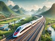 Phối cảnh đường sắt tốc độ cao Bắc Nam (Ảnh vẽ AI, nguồn ảnh: chinhphu.vn)