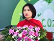 Bà Nguyễn Thị Thu Hà, Giám đốc Trường Đào tạo cán bộ kiêm Phó trưởng ban Chỉ đạo ESG - Agribank trình bày tham luận tại Hội thảo sáng 14/10. Ảnh: Dũng Minh