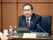 Chủ tịch Quốc hội Trần Thanh Mẫn thảo luận tại tổ về dự án Luật Bưu chính (sửa đổi) sáng 17/10.