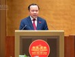 Bộ trưởng Bộ Khoa học và Công nghệ Vũ Hải Quân trình bày dự thảo Luật Bưu chính (sửa đổi) trước Quốc hội sáng 17/10.