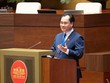 Bộ trưởng Bộ Nông nghiệp và Môi trường Trịnh Việt Hùng phát biểu tiếp thu, giải trình dự án Luật Đất đai (sửa đổi) sáng 29/10.