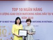 Bà Nguyễn Ánh Vân (bên trái) - Phó tổng giám đốc LienVietPostBank nhận giải thưởng từ đại diện Refinitiv