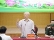 Tống Bí thư Nguyễn Phú Trọng phát biểu tại cuộc tiếp xúc (Ảnh Duy Linh).