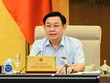 Chủ tịch Quốc hội Vương Đình Huệ phát biểu tại phiên họp.