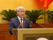 Chủ tịch Uỷ ban Trung ương Mặt trận Tổ quốc Việt Nam (MTTQ) Đỗ Văn Chiến báo cáo Quốc hội trong phiên khai mạc kỳ họp thứ hai, sáng 20/10.