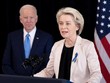 Tổng thống Mỹ Joe Biden và Chủ tịch Ủy ban châu Âu Ursula von der Leyen tại cuộc họp báo chung vào ngày 25/3. Ảnh: AFP