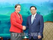 Thủ tướng Phạm Minh Chính tiếp Kinh tế trưởng Bộ Ngoại giao Hoa Kỳ Emily Blanchard. Ảnh: Dương Giang-TTXVN