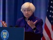 Bộ trưởng Tài chính Mỹ Janet Yellen tại buổi họp báo sau cuộc gặp với Phó thủ tướng Trung Quốc Hà Lập Phong tại thành phố San Francisco, bang California vào ngày 10/11/2023. Ảnh: Reuters