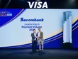 Ông Phạm Đức Duy - Giám đốc TTQL&PTKD Cá Nhân Sacombank nhận giải thưởng “Leadership in Payment Volume 2023” - “Ngân hàng dẫn đầu về tổng doanh số giao dịch thẻ năm 2023” từ đại diện VISA 