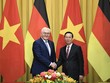 Chủ tịch nước Võ Văn Thưởng đón và hội đàm với Tổng thống Đức Frank-Walter Steinmeier. (Ảnh: Đức Thanh)
