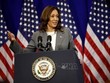 Phó Tổng thống Mỹ Kamala Harris phát biểu tại College Park, Maryland, Mỹ, ngày 24/6/2024. Ảnh: Getty Images/TTXVN