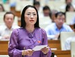 Đại biểu Trần Khánh Thu phát biểu tại hội trường.