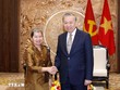 Tổng Bí thư Ban Chấp hành Trung ương Đảng Cộng sản Việt Nam Tô Lâm cùng bà Men Sam An, Phó Chủ tịch Đảng Nhân dân Campuchia. Ảnh: TTXVN