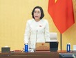Phó chủ tịch Quốc hội Nguyễn Thị Thanh phát biểu tại phiên họp. 