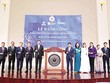 Bộ trưởng Bộ Tài chính Nguyễn Văn Thắng và các đại biểu khai trương phiên giao dịch đầu xuân Bính Ngọ 2026. Ảnh: P.V 