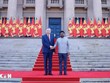 Tổng thống Sri Lanka Anura Kumara Dissanayake chủ trì lễ đón Tổng Bí thư, Chủ tịch nước Tô Lâm. (Ảnh: Thống Nhất/TTXVN)