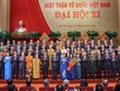 70 vị tham gia Đoàn Chủ tịch Uỷ ban Trung ương Mặt trận Tổ quốc Việt Nam khóa XI ra mắt Đại hội. Ảnh: Quang Vinh.